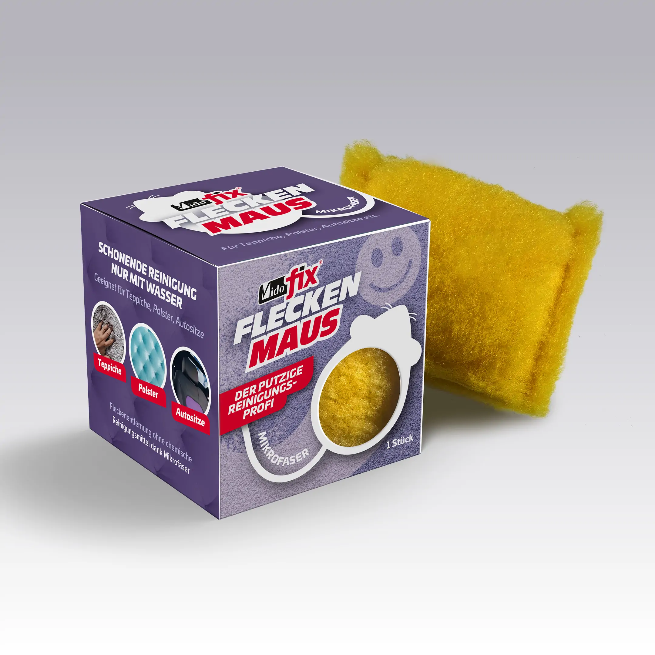 Vidofix Fleckenmaus enfernt Flecken aus Polstern, Autositze usw.